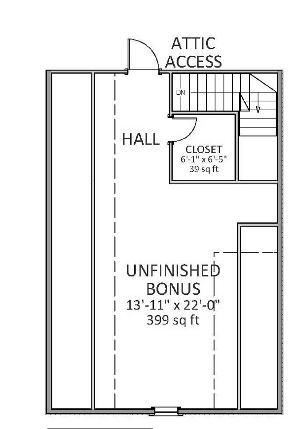 Floor Plan Bonus Room of Traditional Plan #189-1095