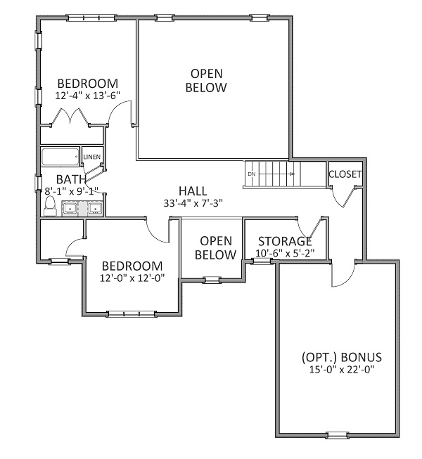 Floor Plan Second Story of Traditional Plan #189-1096