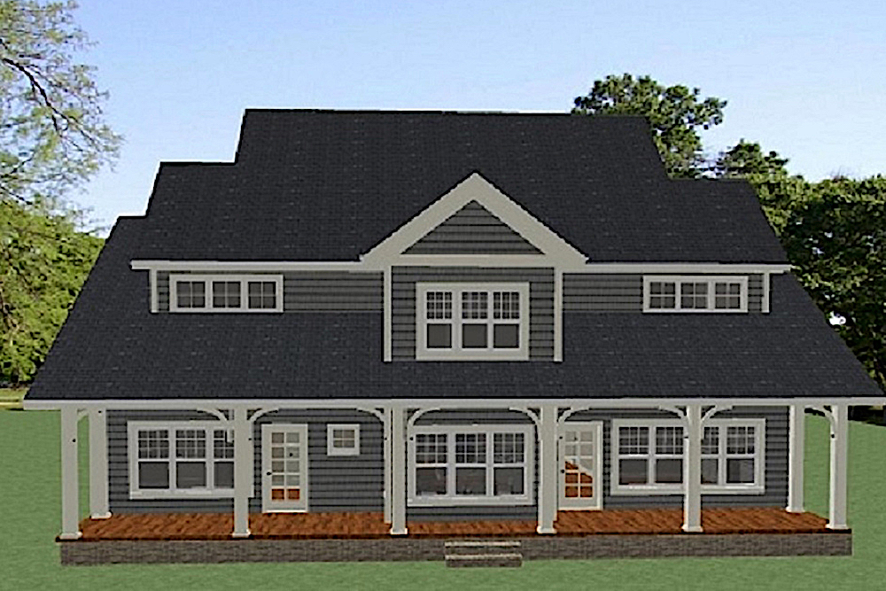 Home Plan Rear Elevation of this 4-Bedroom,3001 Sq Ft Plan -189-1097