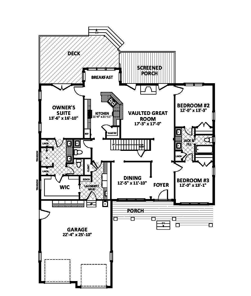 Floor Plan First Story of Craftsman Plan #189-1098
