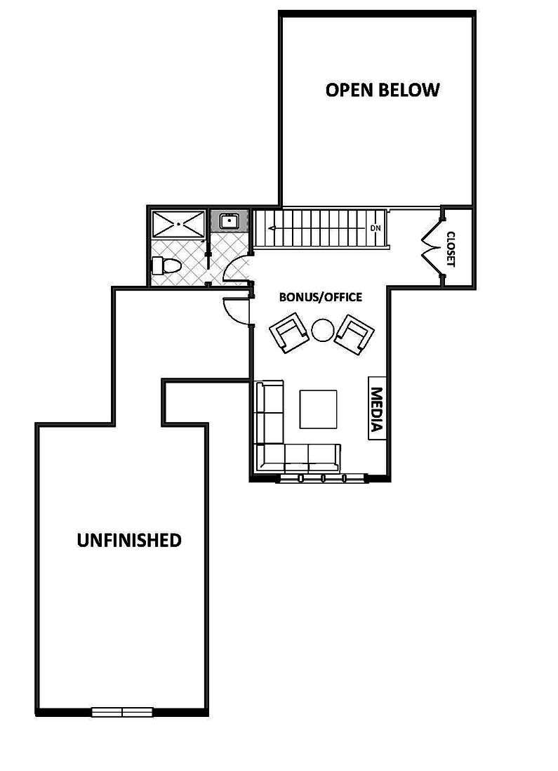 Floor Plan Second Story of Craftsman Plan #189-1098