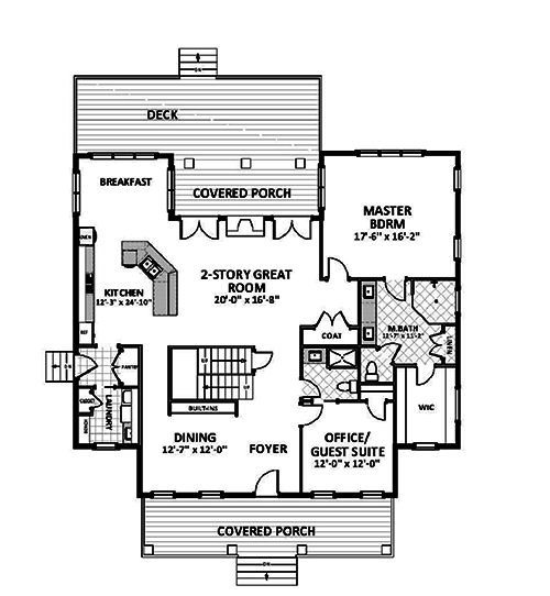 Floor Plan First Story of Farmhouse Plan #189-1099