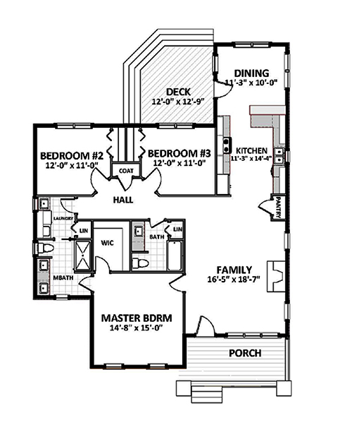 Floor Plan First Story of Craftsman Plan #189-1100