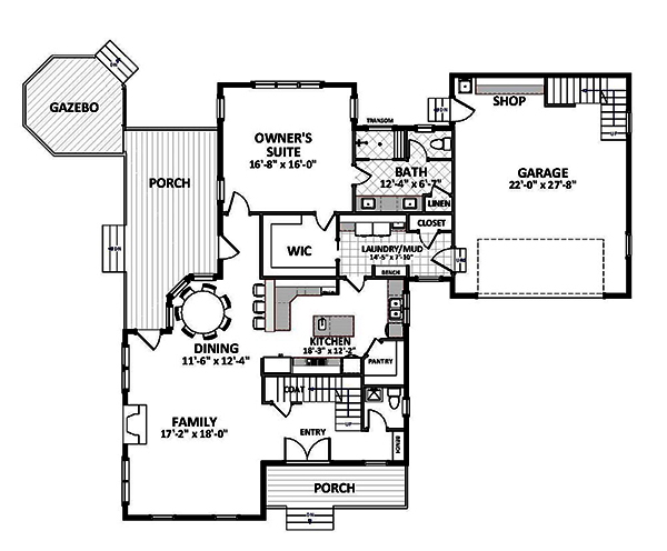 Floor Plan First Story of Cottage Plan #189-1101