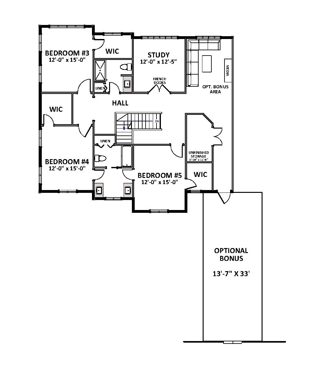 Floor Plan Second Story of Farmhouse Plan #189-1102