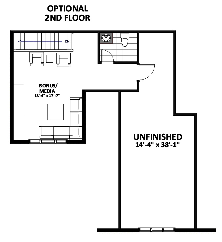 Floor Plan Second Story of Craftsman Plan #189-1105