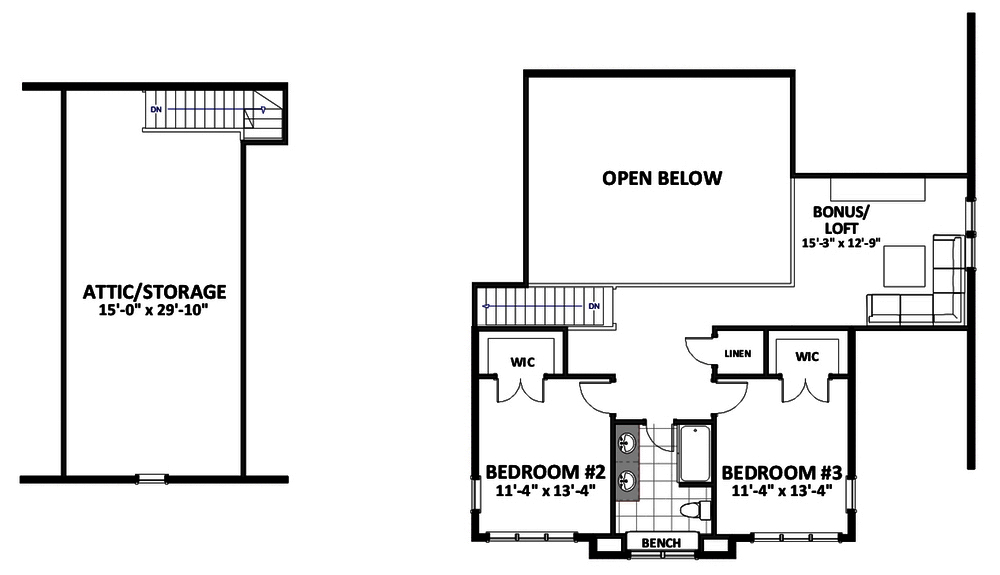 Floor Plan Second Story of Farmhouse Plan #189-1106