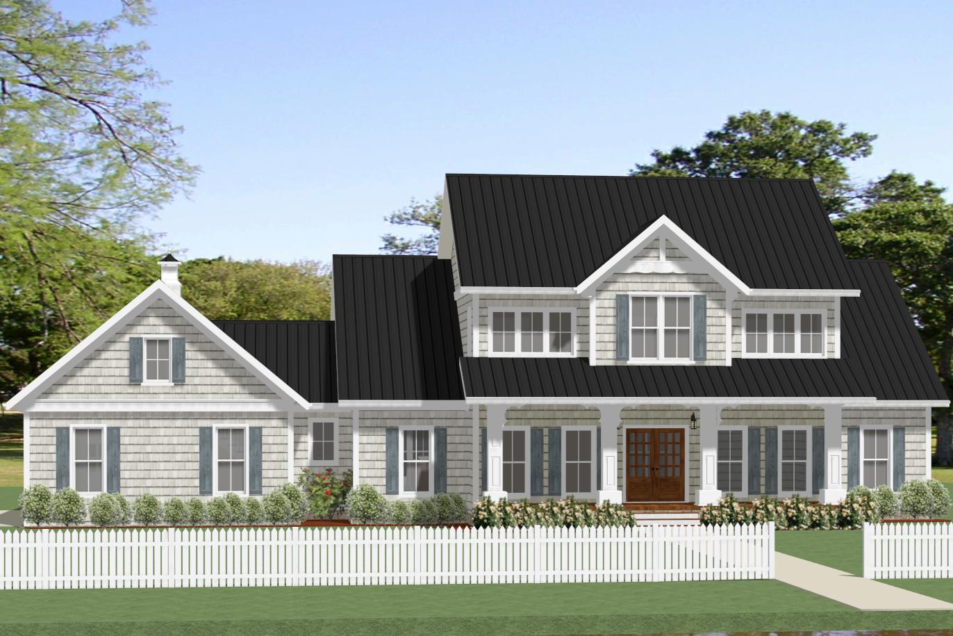 Front elevation of Farmhouse home (ThePlanCollection: House Plan #189-1106)