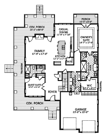 Floor Plan First Story of Farmhouse Plan #189-1107