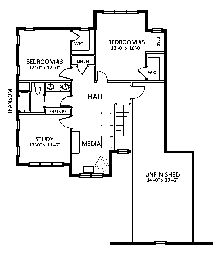 Floor Plan Second Story of Farmhouse Plan #189-1107