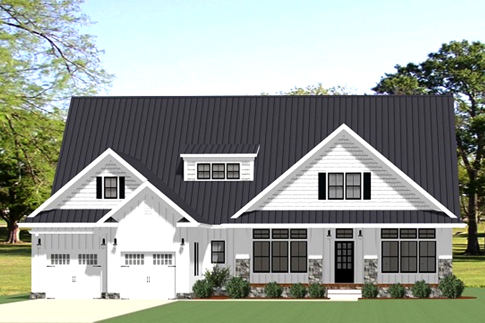 Front elevation of Craftsman home (ThePlanCollection: House Plan #189-1108)
