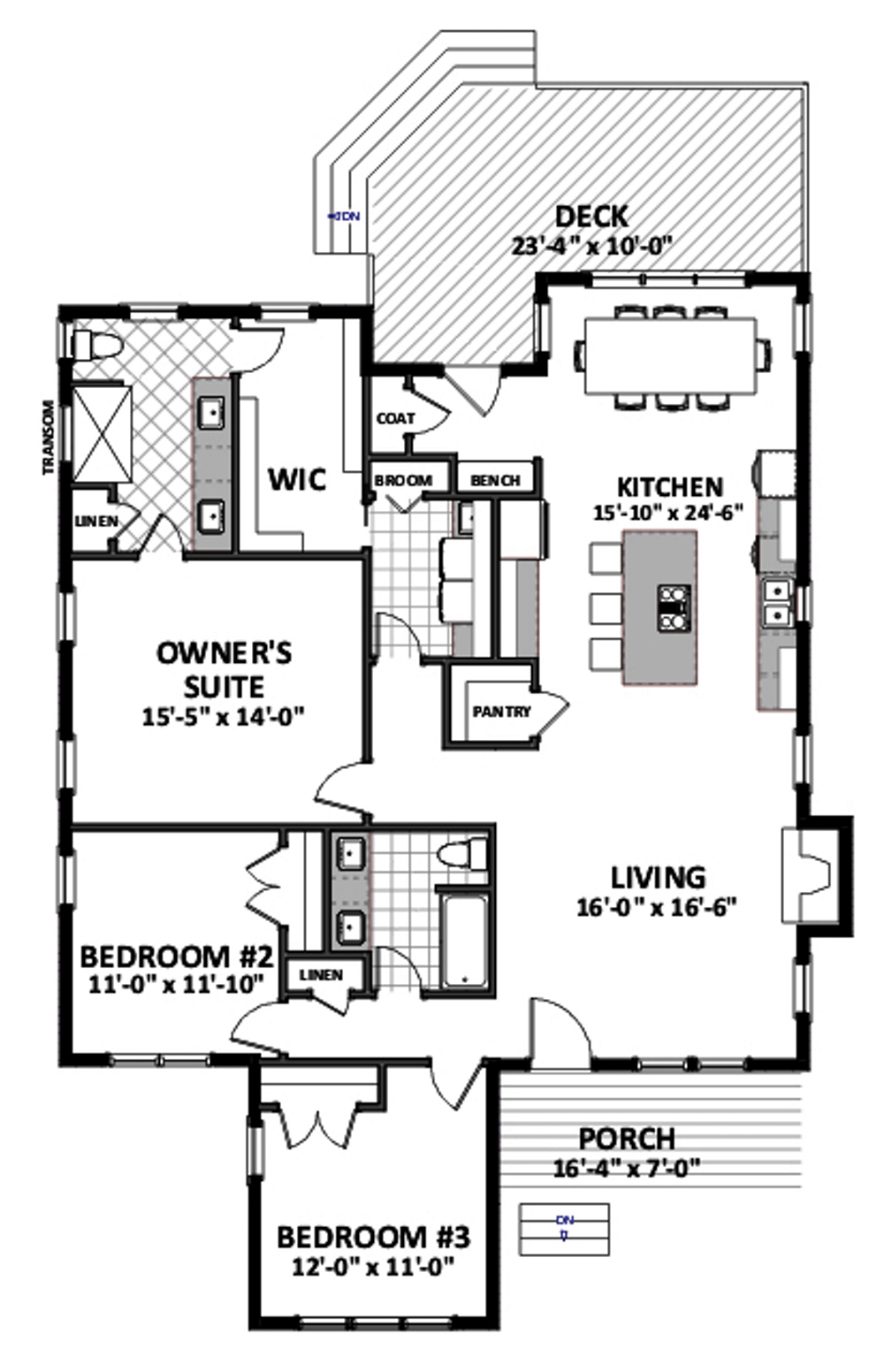 Floor Plan First Story of Cottage Plan #189-1109