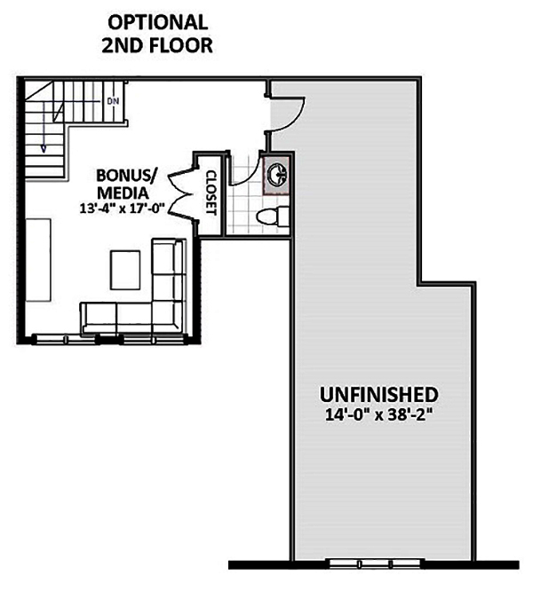 Floor Plan Second Story of Craftsman Plan #189-1110