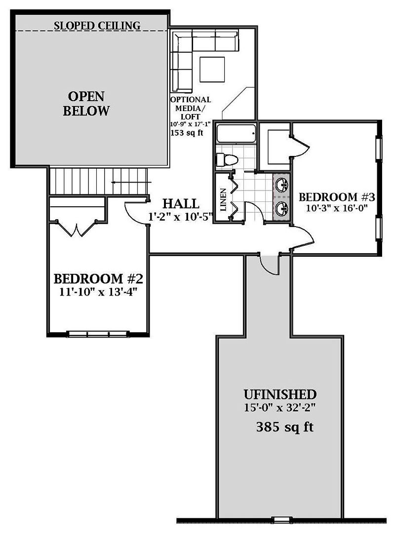Floor Plan Second Story of Cottage Plan #189-1111