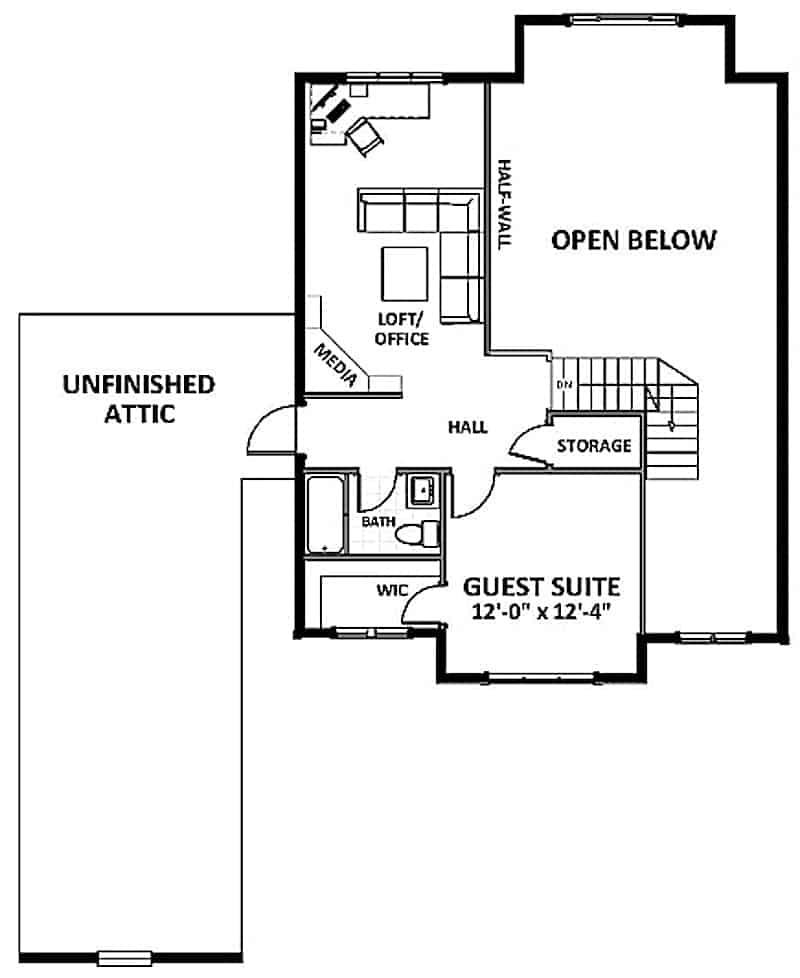 Floor Plan Upper Level of Southern Plan #189-1113
