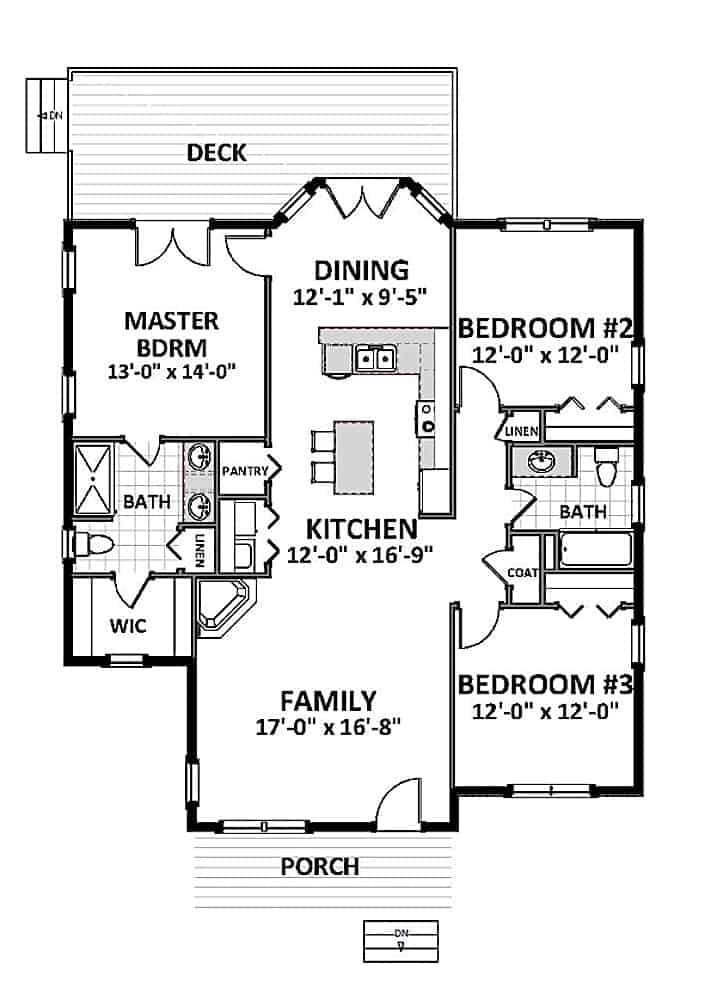Floor Plan Main Level of Cottage Plan #189-1119
