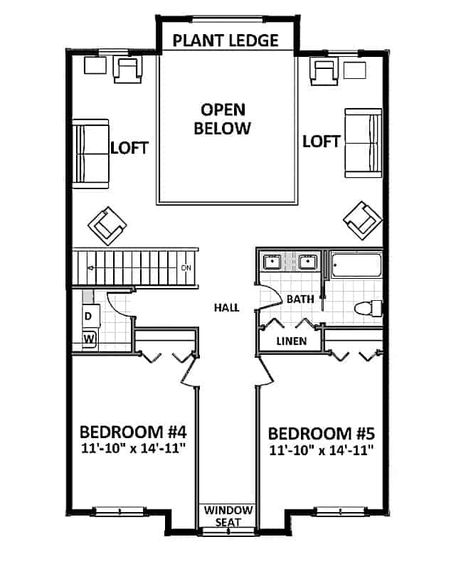 Floor Plan Upper Level of Vacation Homes Plan #189-1121