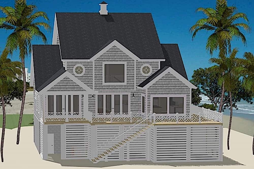 Rear View of this 5-Bedroom, 3162 Sq Ft Plan - 189-1121