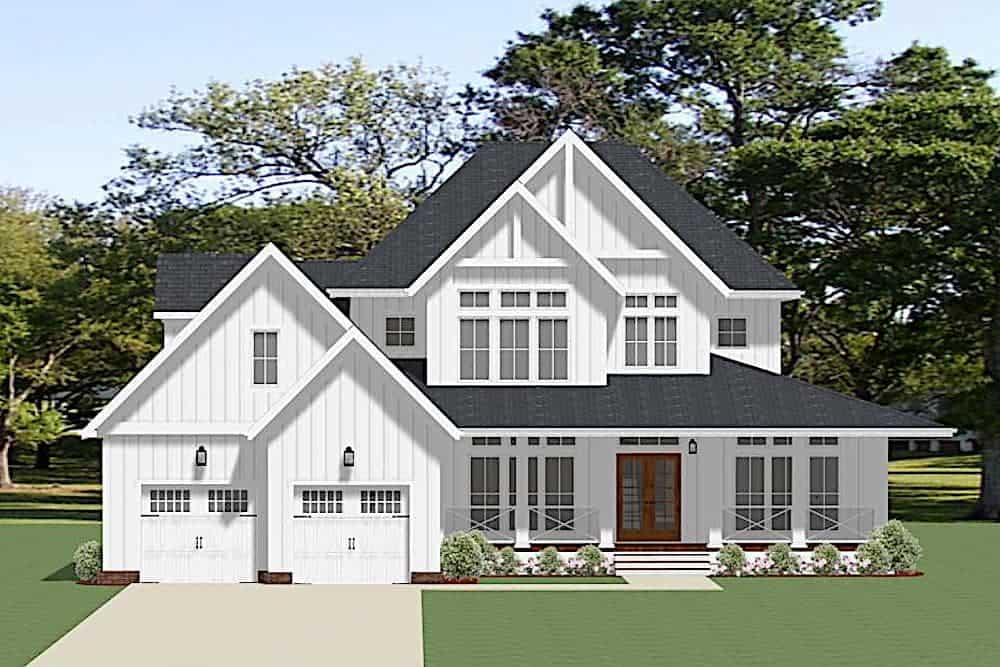 Front elevation of Farmhouse home (ThePlanCollection: House Plan #189-1122)