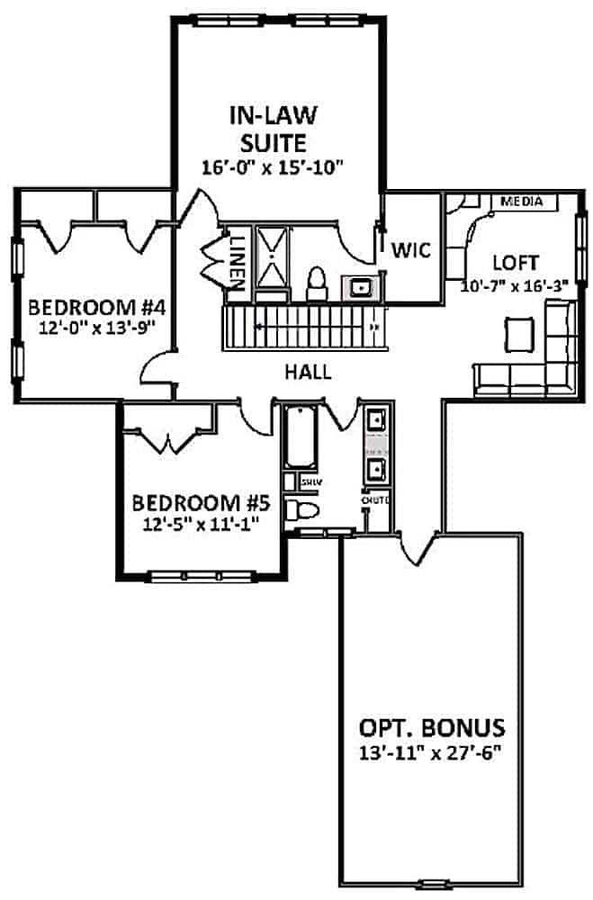 Floor Plan Upper Level of Farmhouse Plan #189-1123