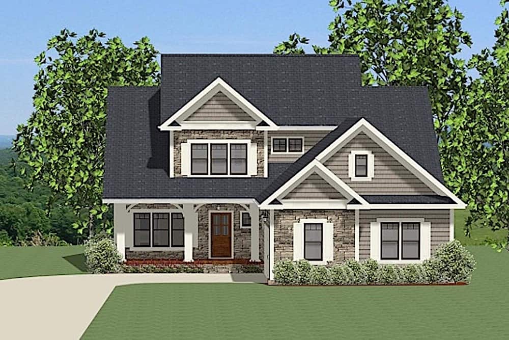 Front elevation of Farmhouse home (ThePlanCollection: House Plan #189-1123)