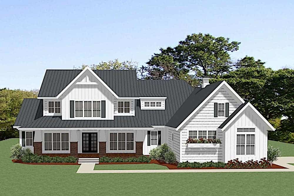 Front elevation of Farmhouse home (ThePlanCollection: House Plan #189-1125)