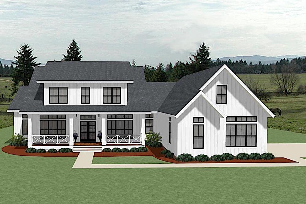 Farmhouse home (ThePlanCollection: House Plan #189-1127)