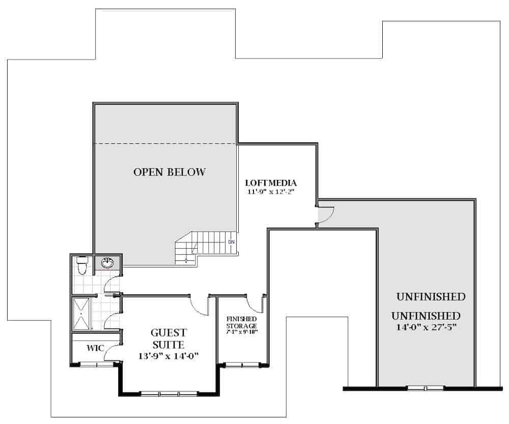 Floor Plan Upper Level of Farmhouse Plan #189-1128