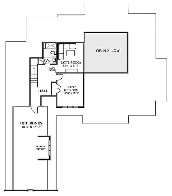 Floor Plan Upper Level of Farmhouse Plan #189-1129