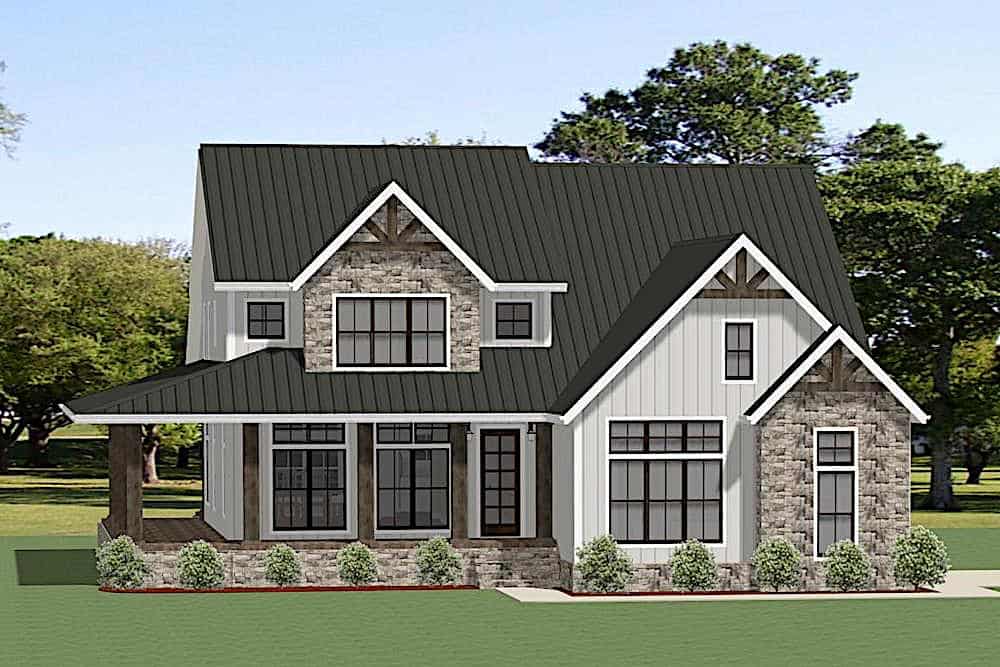 Farmhouse home (ThePlanCollection: Plan #189-1130)