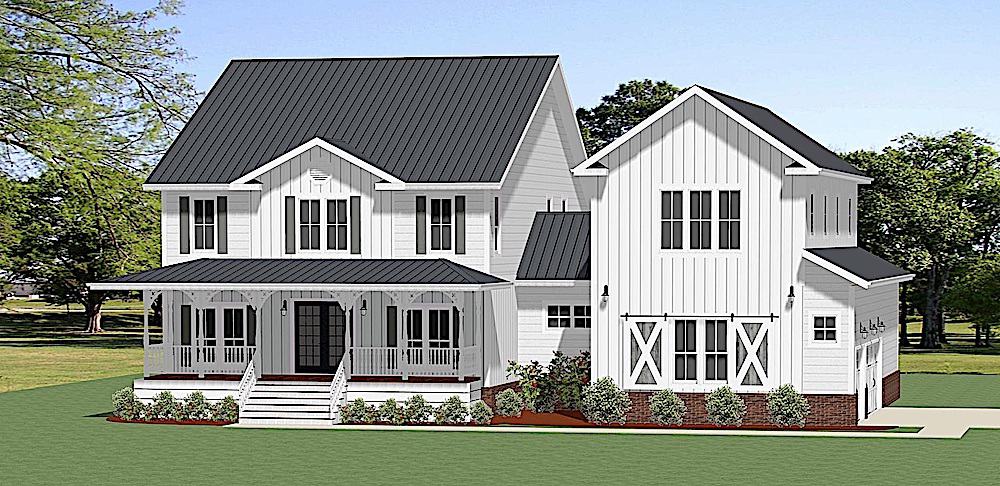 Farmhouse home (ThePlanCollection: Plan #189-1131)