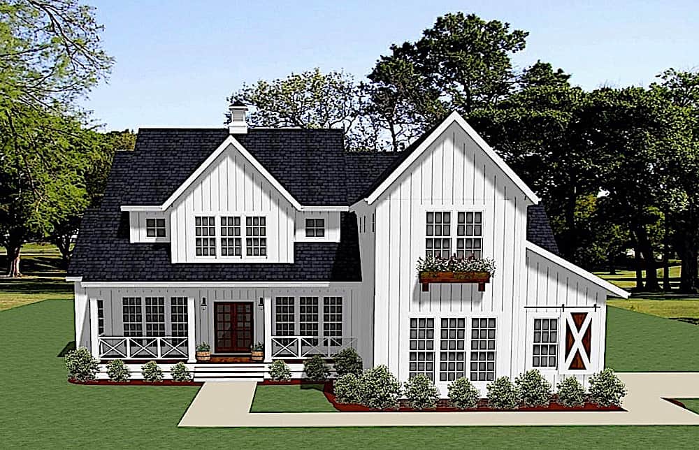 Farmhouse home (ThePlanCollection: Plan #189-1133)