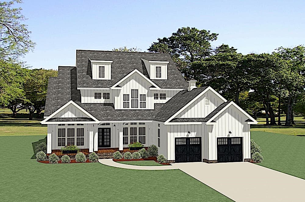 Farmhouse home (ThePlanCollection: Plan #189-1134)