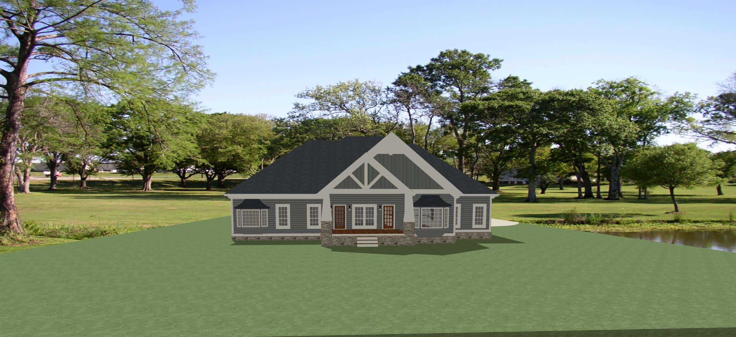 Rear View of this 3-Bedroom, 2954 Sq Ft Plan - 189-1135