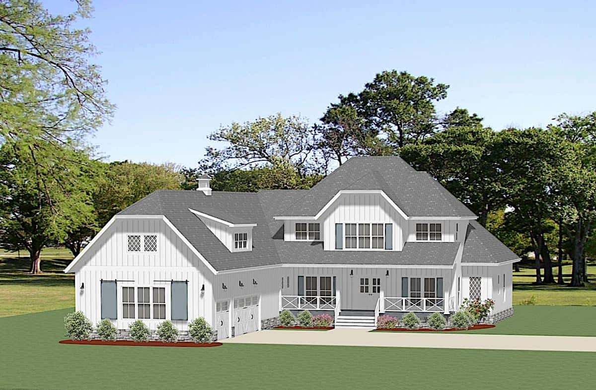 Farmhouse home (ThePlanCollection: House Plan #189-1136)