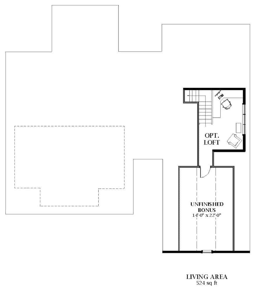 Floor Plan Upper Level of Farmhouse Plan #189-1141