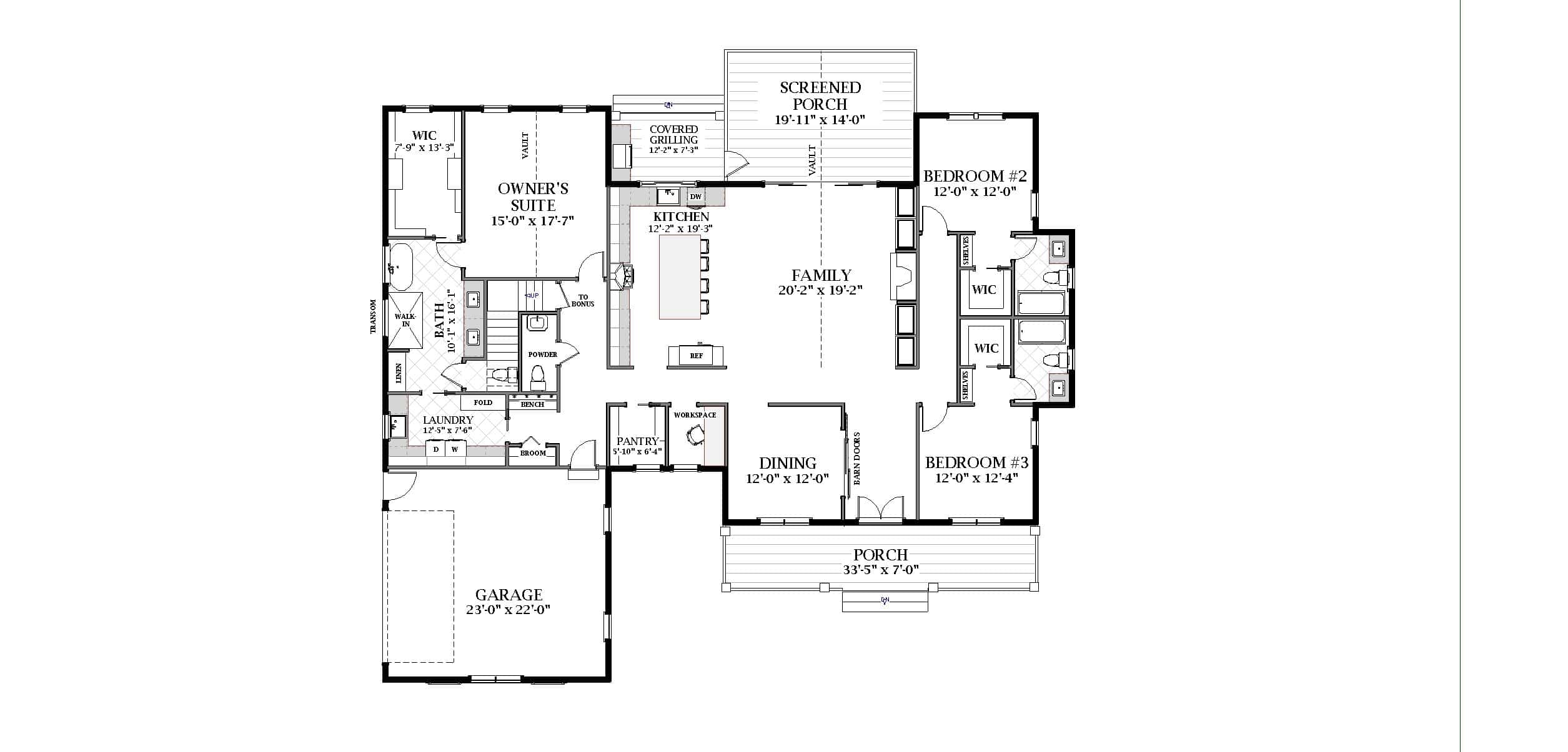 Main Level of Modern Farmhouse Plan #189-1144
