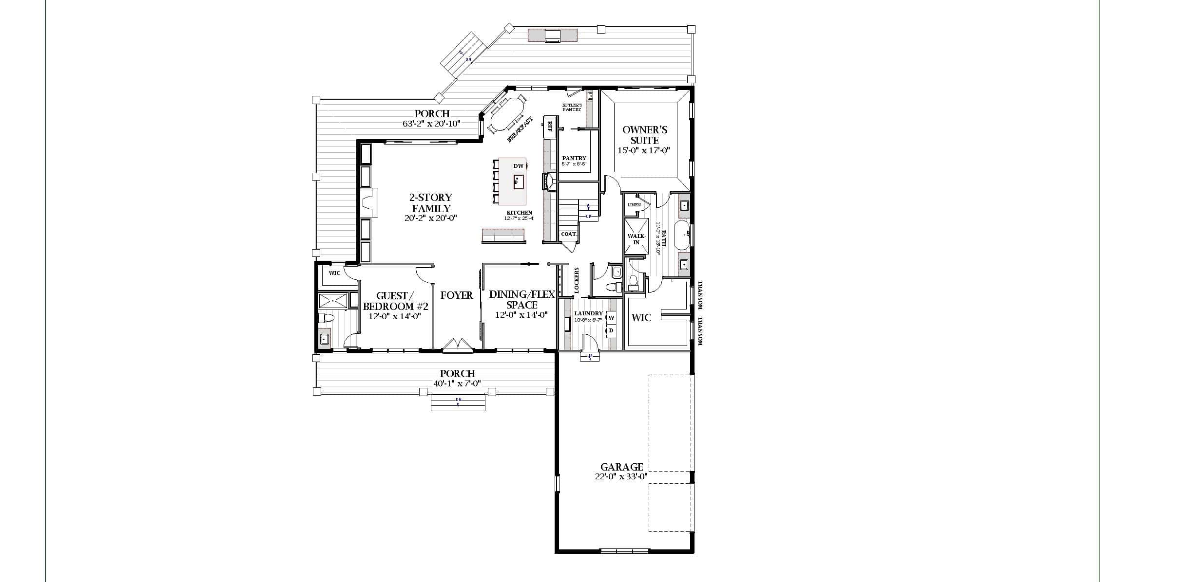 Main Level of Modern Farmhouse Plan #189-1146