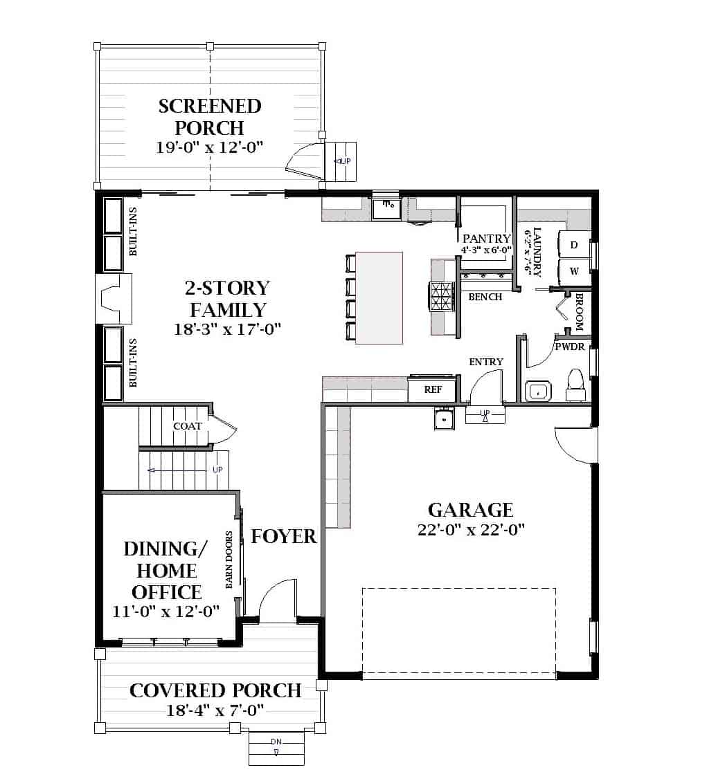 Main Level of Modern Farmhouse Plan #189-1147