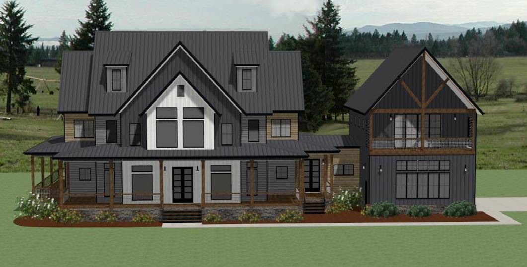 Front elevation of Modern Farmhouse home (ThePlanCollection: House Plan #189-1148)