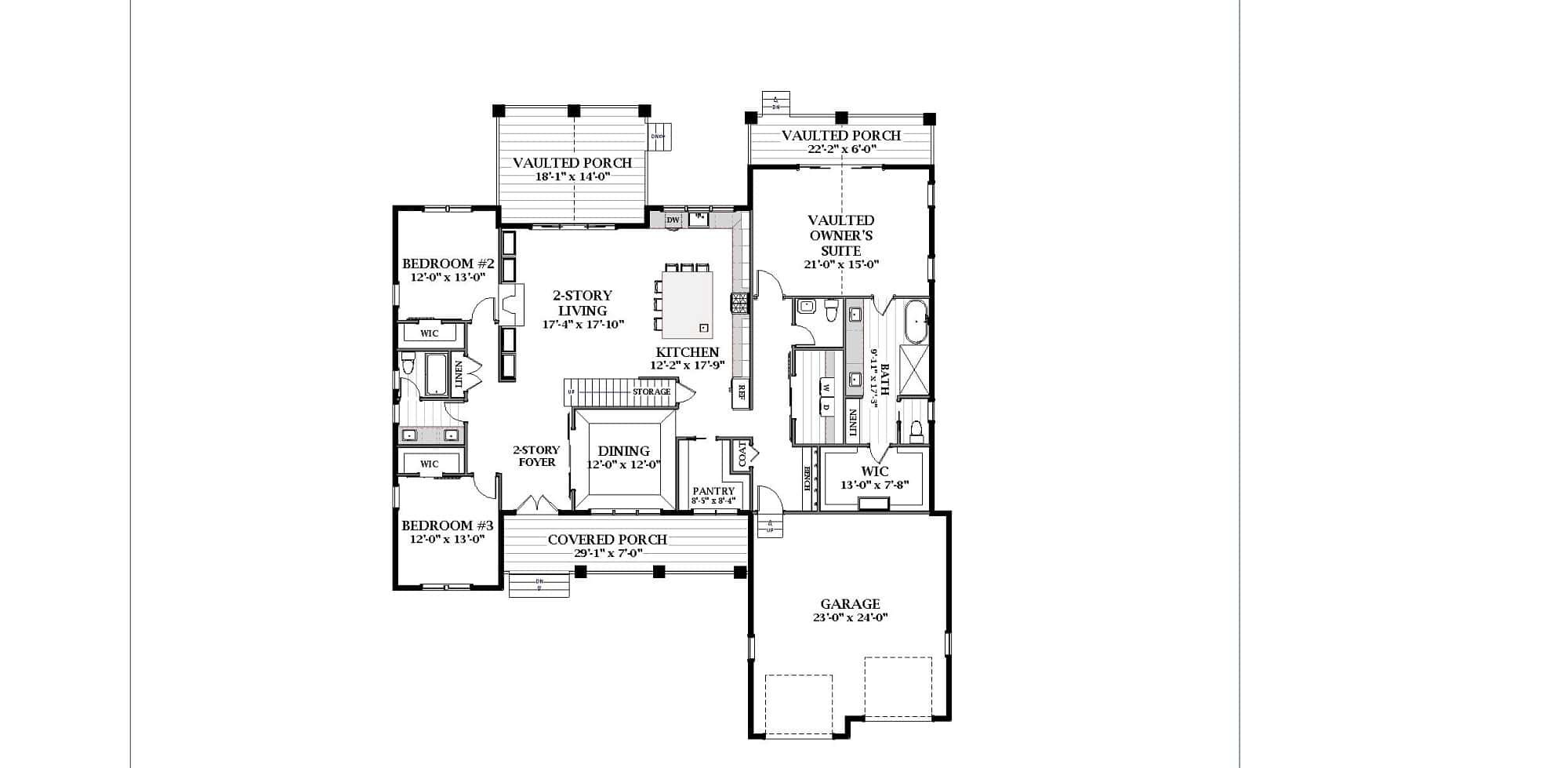 Main Level of Modern Farmhouse Plan #189-1150