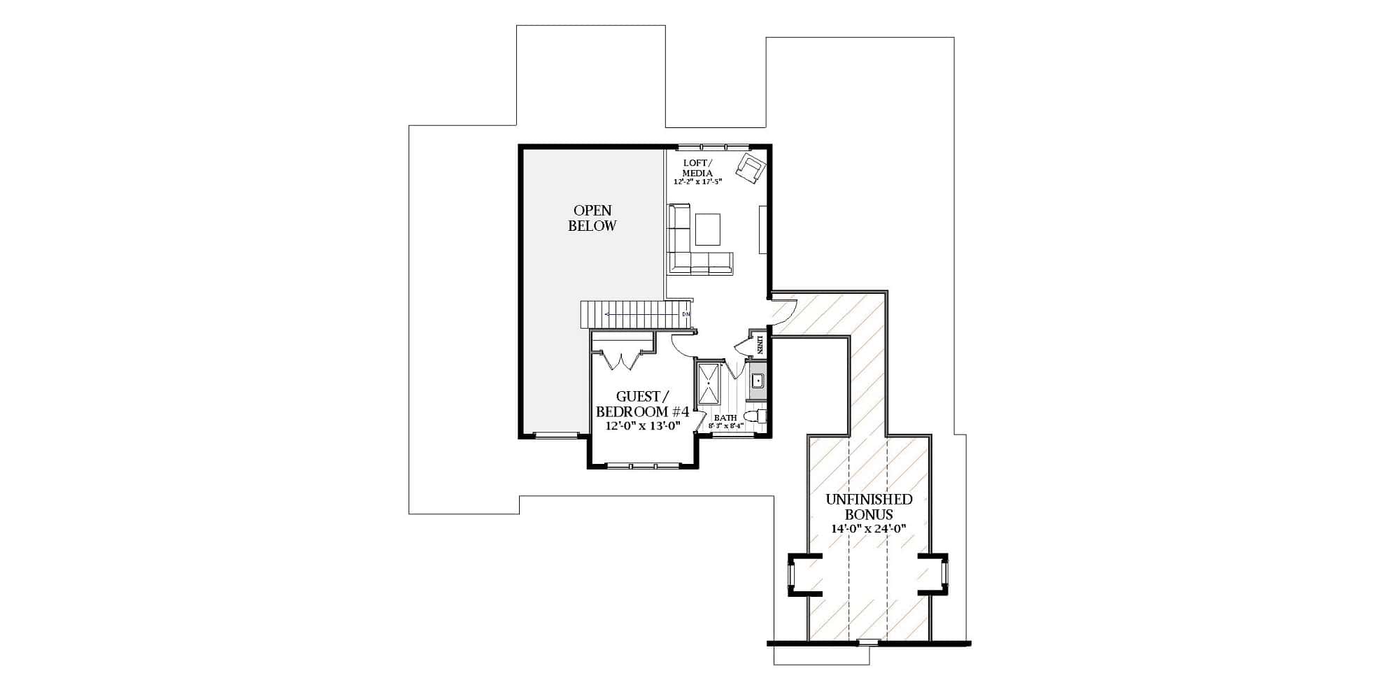 Upper Level of Modern Farmhouse Plan #189-1150