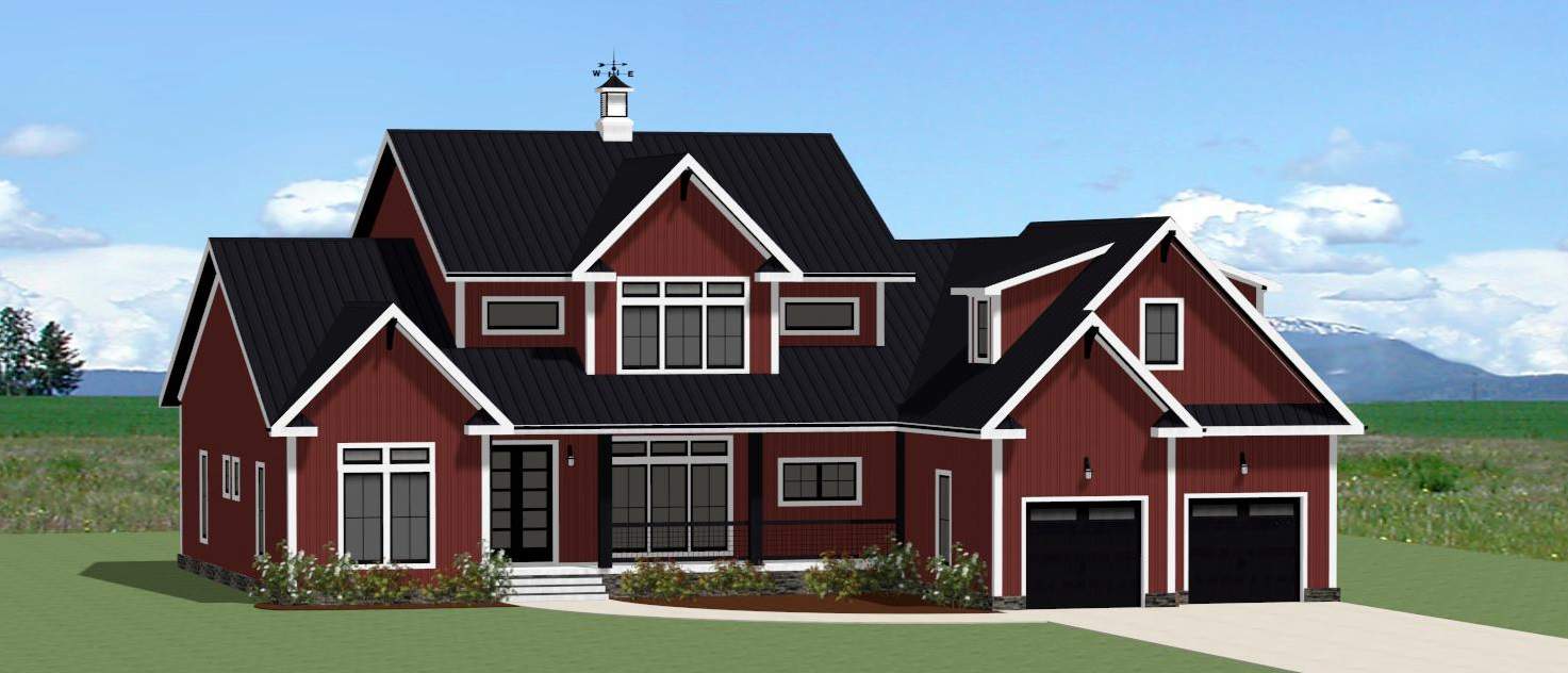 Front elevation of Modern Farmhouse home (ThePlanCollection: House Plan #189-1150)