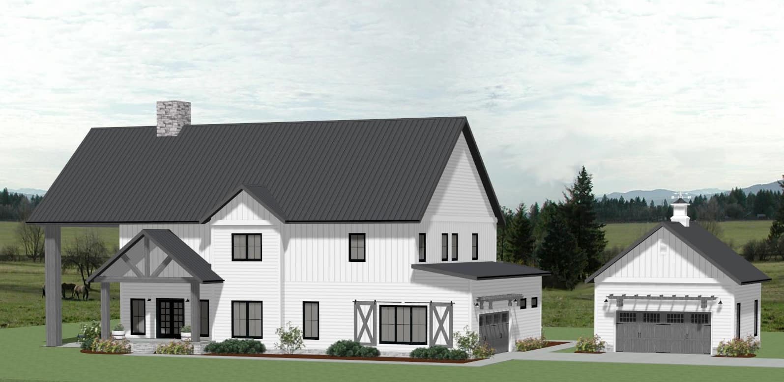 Front elevation of Barn Style home (ThePlanCollection: House Plan #189-1152)