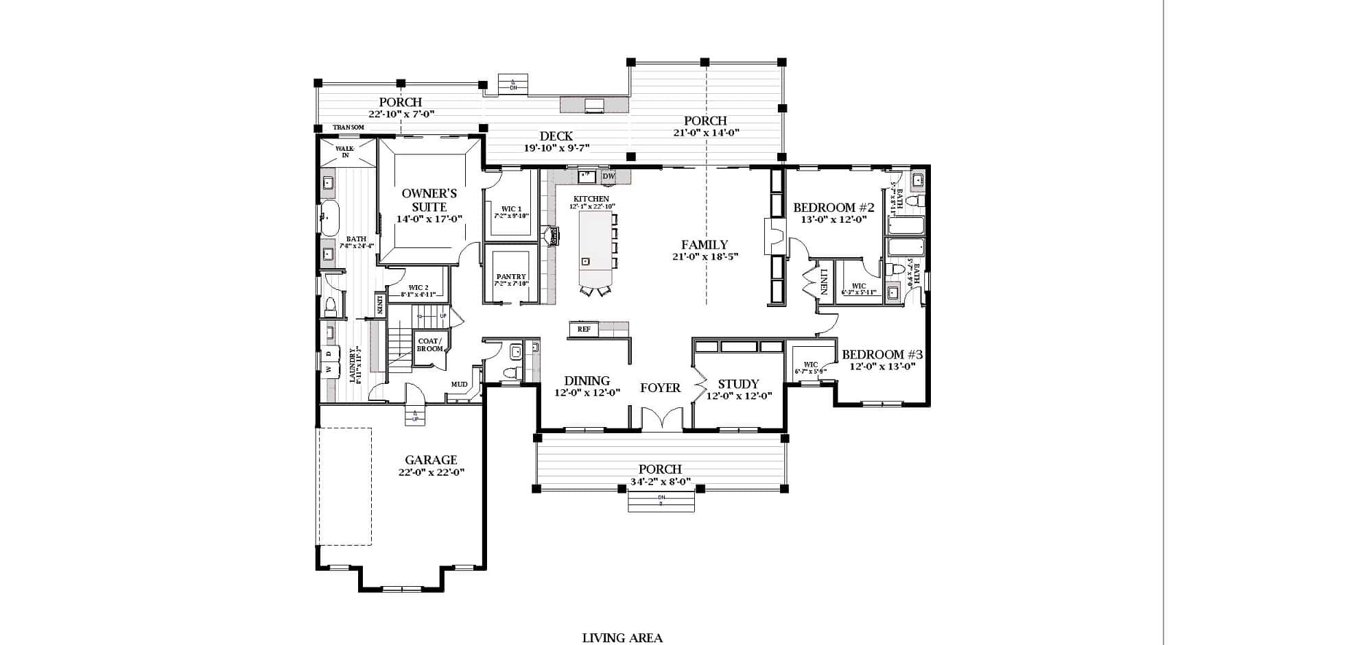 Main Level of Modern Farmhouse Plan #189-1153
