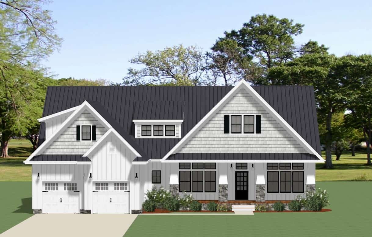 Front elevation of Southern home (ThePlanCollection: House Plan #189-1156)