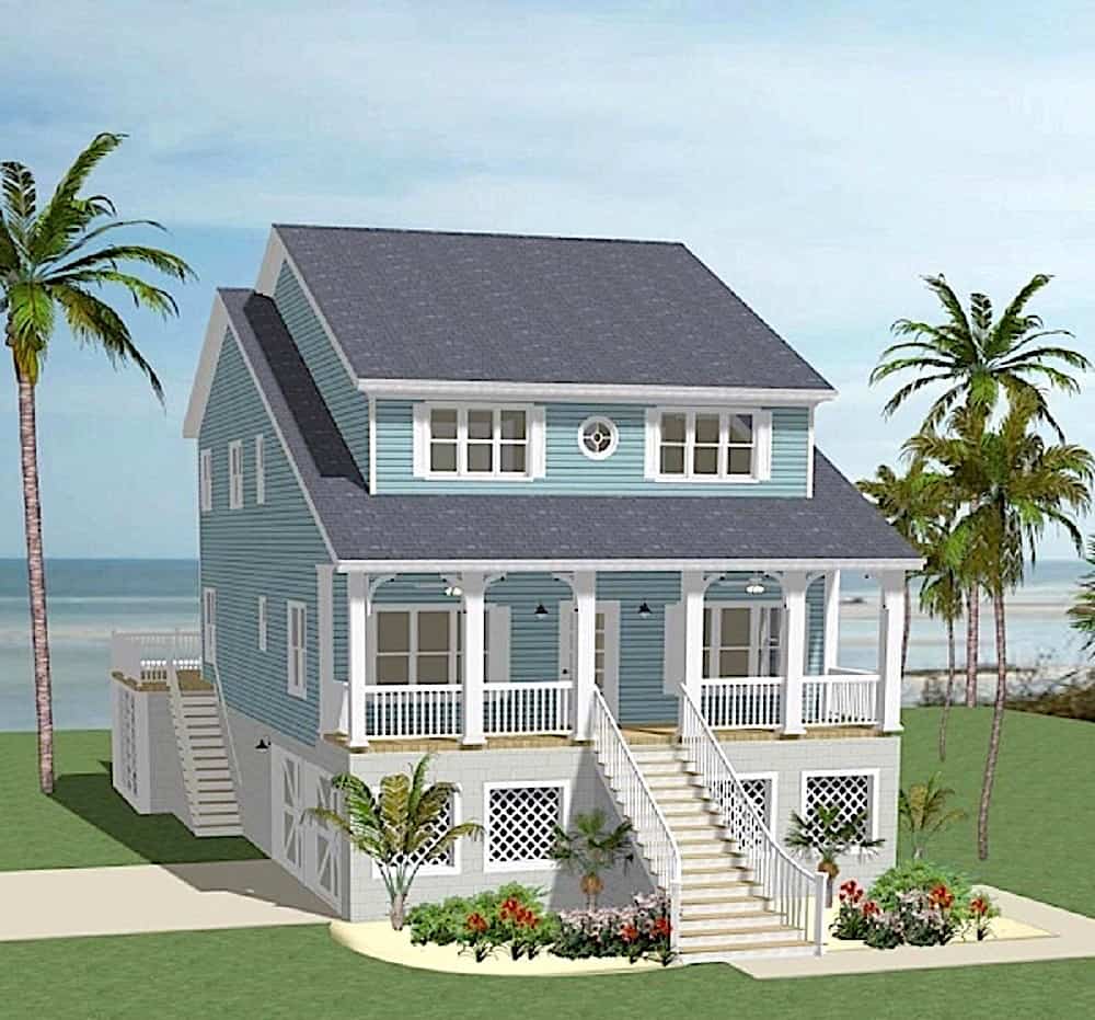 Front elevation of Cottage home (ThePlanCollection: House Plan #189-1157)