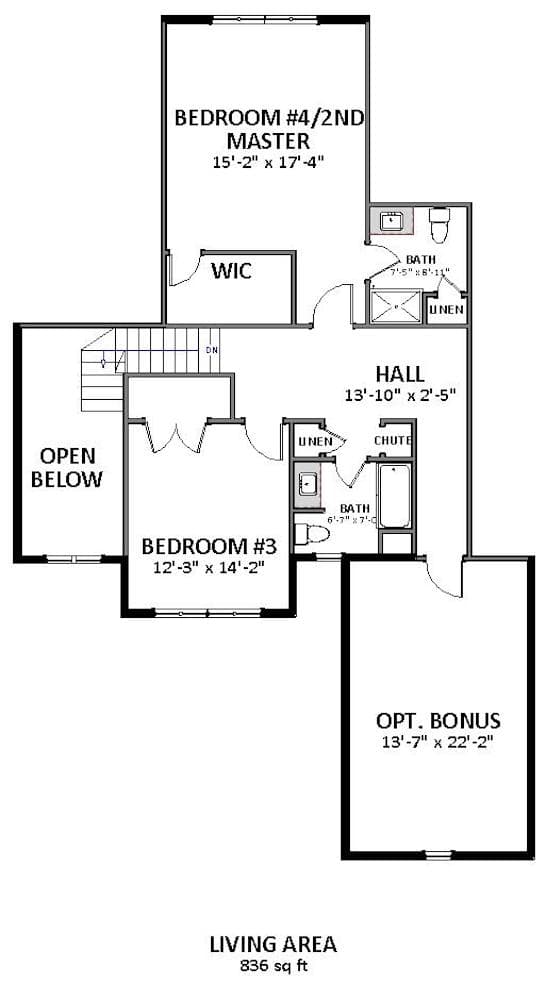 Upper Level of Craftsman Plan #189-1158