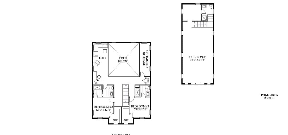 Upper Level of Farmhouse Plan #189-1159