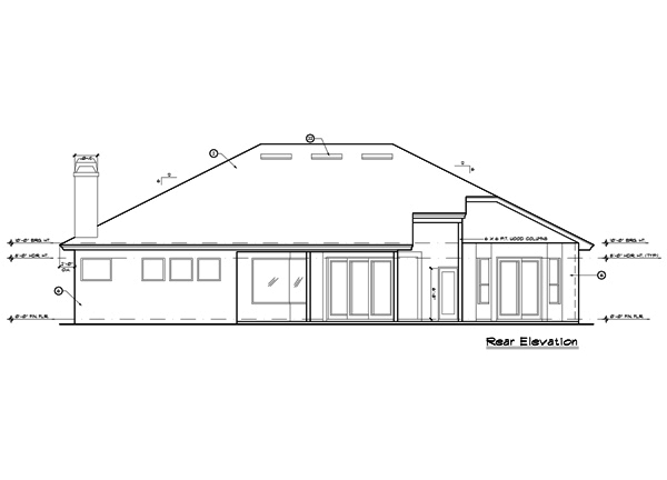 Home Plan Rear Elevation of this 4-Bedroom,2660 Sq Ft Plan -190-1000
